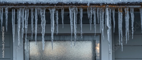 Panel kuchenny z motywem House window with icicles hanging from the roof