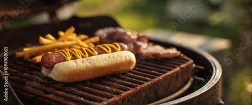 Yellow mustard-covered hot ...