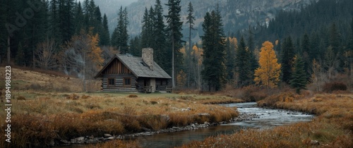 A warm wooden cabin nestled...