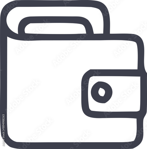 Wallet Icon: A minimalist, line-art representation of a closed wallet, symbolizing finance and money management.
