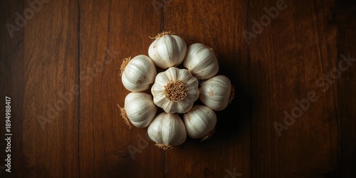 Garlic bulbs with dark back...