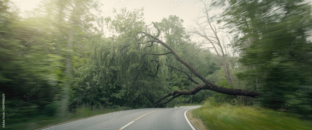 Obraz premium Wind storm causes Cypress tree to fall