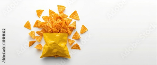 Crispy nachos in yellow pac...