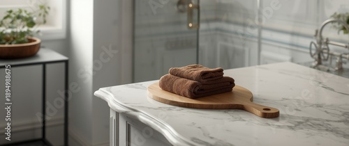 Bathroom with brown towels ...