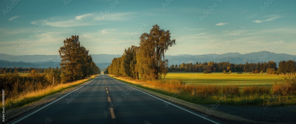 Obraz premium Empty road in Northern California on a fall afternoon