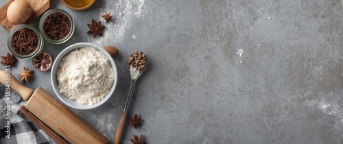 Bowl containing flour and e...