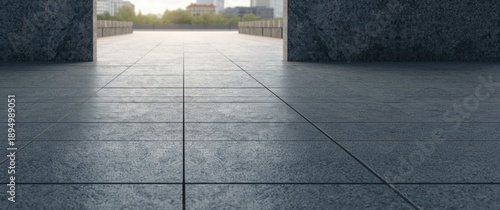 Grey tiled floor background...
