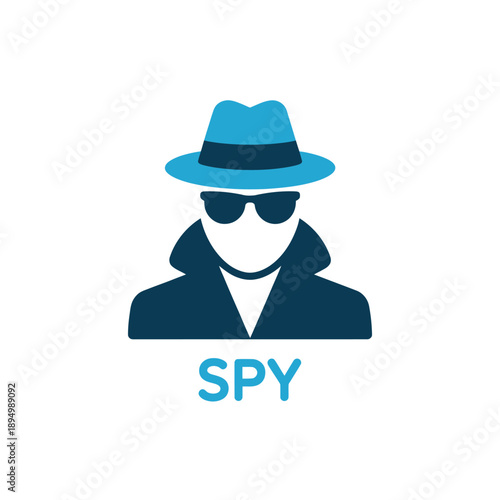 A minimalist icon depicts a shadowy figure wearing a hat and sunglasses