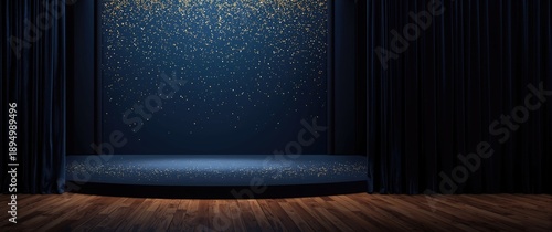 Horizontal dark blue stage ...