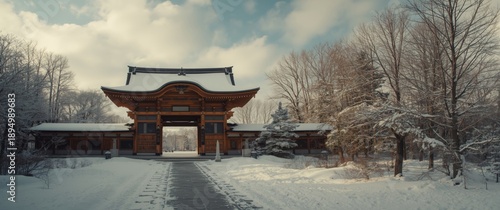 Old Japanese wooden shrine ...