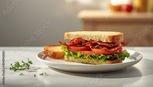 BLT sandwich with layered b...