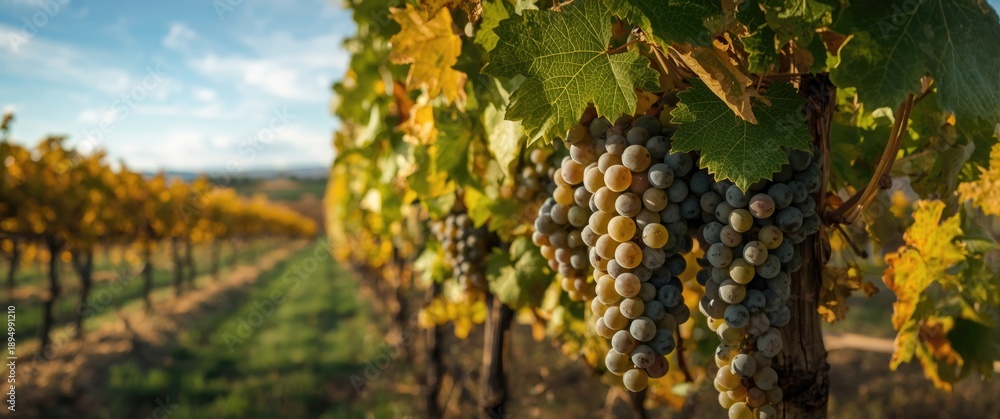 Fototapeta premium Harvesting Muller Thurgau grapes in Umpqua Valley Oregon for wine production