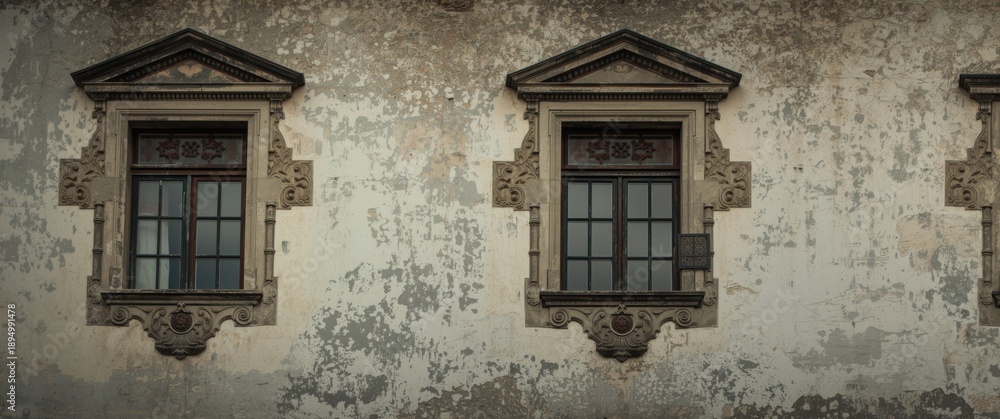 Obraz premium castle wall featuring three windows