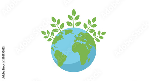 Globe with Green Leaves Sprouting.