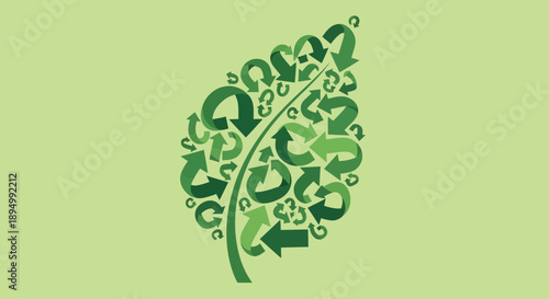 Intricate Green Leaf Design Illustration.