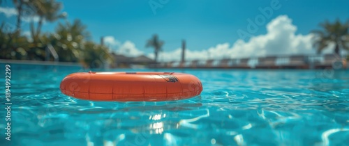 Blue water with an orange l...