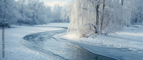 Winter river and creek ice ...