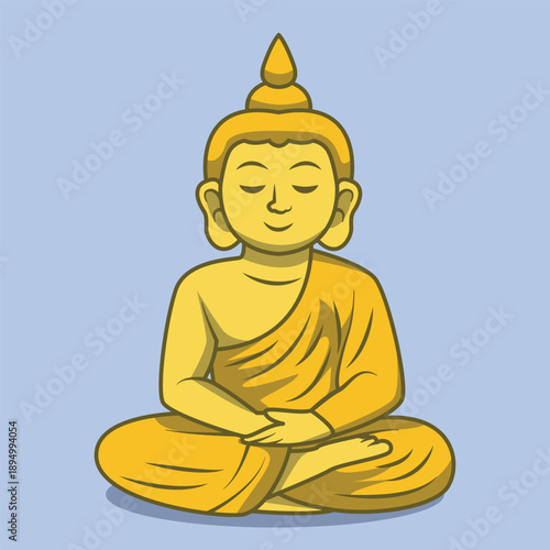 Golden Buddha Illustration in Meditation Pose