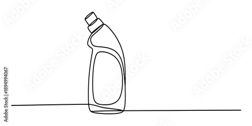 Continuous single line art drawing of a household cleaning product bottle Vector, illustration