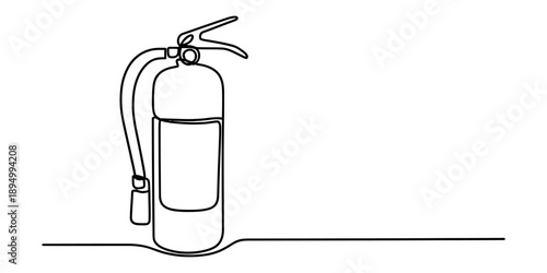 A single continuous line drawing of a portable fire extinguisher on a white background Vector, illustration