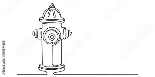 A continuous single line drawing illustration of a fire hydrant on a white background Vector, illustration