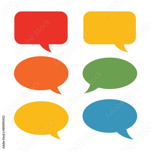 Colorful Speech Bubbles in White Background for Communication and Conversation Illustration