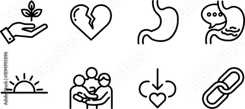 Eating Disorders Awareness Week icons for mental health and support