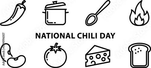 National Chili Day icon set for food and celebration