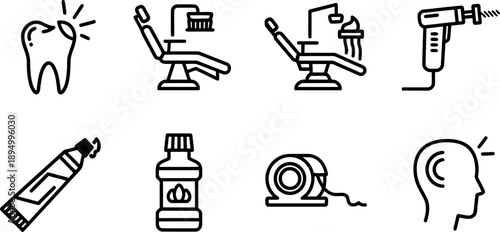 National Toothache Day dental care icons illustration