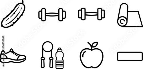 Shape Up With Pickles Time icons: health and fitness vector symbols