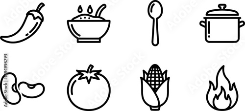 National Chili Day food icons vector collection
