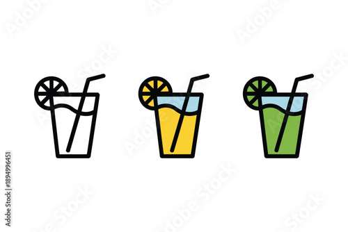Refreshing summer drinks with straws