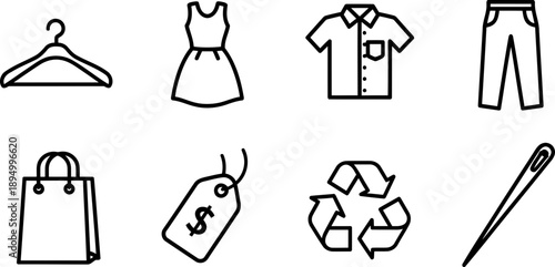 National Secondhand Wardrobe Week vector icons