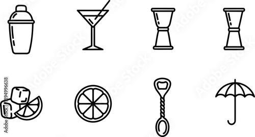 World Bartender Day cocktail icons set