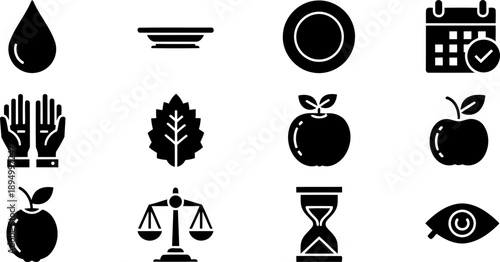 National Fasting icons collection with health and spirituality symbols