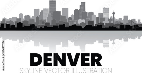 Denver cityscape silhouette vector for Colorado travel and tourism.
