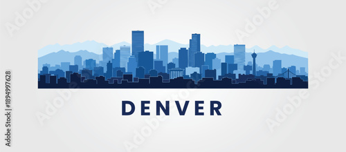 Minimalist Denver skyline illustration featuring the Mile High City.