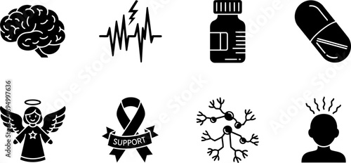 International Epilepsy Day vector icon set for awareness