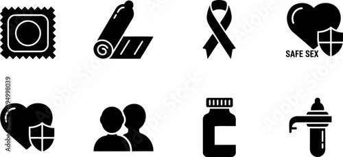 International Condom Day icons for safe sex awareness