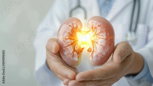 Wallpaper Mural Doctor in a white coat shows a pair of kidneys radiating light. This video represents the concept of organ donation, encouraging people to become a donor and give life Torontodigital.ca