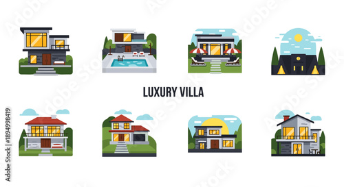 Collection of modern and traditional luxury villas with pools and gardens