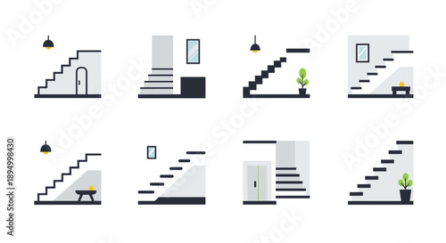 Modern interior staircase designs with minimalist architectural elements and decor