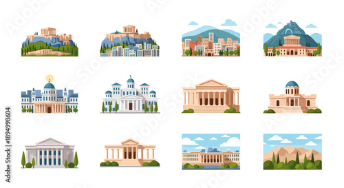 Collection of diverse architectural styles from ancient to modern buildings