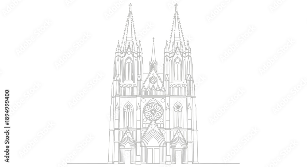 Fototapeta premium Gothic cathedral architecture drawing