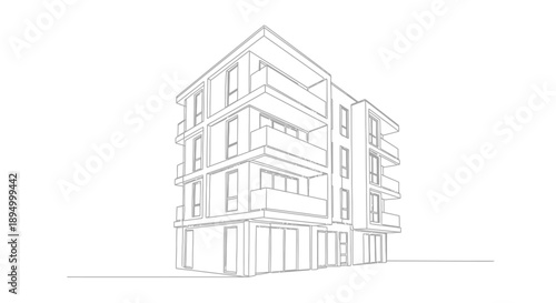 modern apartment building sketch
