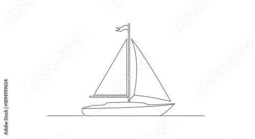 sailing boat line art