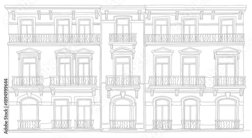 ornate building facade with balconies