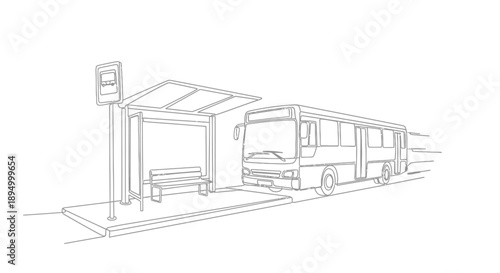 bus stop with bus arriving