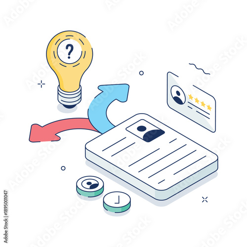 A creative isometric illustration of decision making process