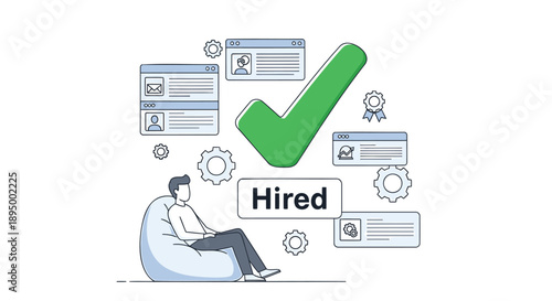Job recruitment and hiring process vector illustration